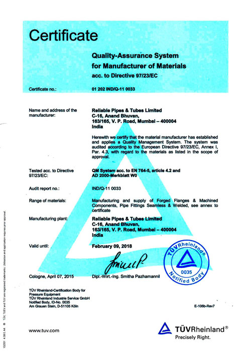 PED Certificate